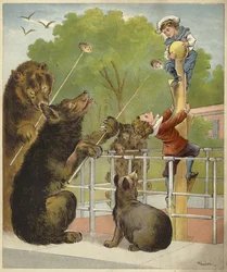 Bären, die Jungen ködern (Chromolitho)